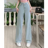 ライトブルー | リボン刺繍ハイウエストライトブルーデニム ボトムス デニム | kirakiraShop