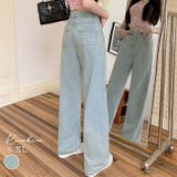 リボン刺繍ハイウエストライトブルーデニム ボトムス デニム | kirakiraShop | 詳細画像1