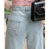 リボン刺繍ハイウエストライトブルーデニム ボトムス デニム | kirakiraShop | 詳細画像16