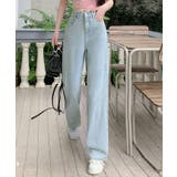 リボン刺繍ハイウエストライトブルーデニム ボトムス デニム | kirakiraShop | 詳細画像2