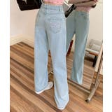 リボン刺繍ハイウエストライトブルーデニム ボトムス デニム | kirakiraShop | 詳細画像8