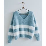 Vネックモヘア風ボーダーニットトップス トップス ニット | kirakiraShop  | 詳細画像43 