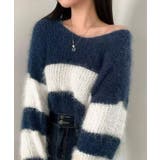 Vネックモヘア風ボーダーニットトップス トップス ニット | kirakiraShop  | 詳細画像20 