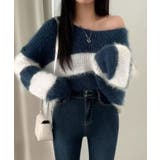 Vネックモヘア風ボーダーニットトップス トップス ニット | kirakiraShop  | 詳細画像22 