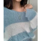 Vネックモヘア風ボーダーニットトップス トップス ニット | kirakiraShop  | 詳細画像28 