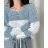 Vネックモヘア風ボーダーニットトップス トップス ニット | kirakiraShop  | 詳細画像29 