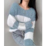 Vネックモヘア風ボーダーニットトップス トップス ニット | kirakiraShop  | 詳細画像30 