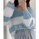 Vネックモヘア風ボーダーニットトップス トップス ニット | kirakiraShop  | 詳細画像31 