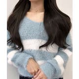 Vネックモヘア風ボーダーニットトップス トップス ニット | kirakiraShop  | 詳細画像33 