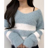 Vネックモヘア風ボーダーニットトップス トップス ニット | kirakiraShop  | 詳細画像34 