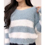 Vネックモヘア風ボーダーニットトップス トップス ニット | kirakiraShop  | 詳細画像35 
