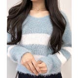 Vネックモヘア風ボーダーニットトップス トップス ニット | kirakiraShop  | 詳細画像36 