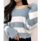 Vネックモヘア風ボーダーニットトップス トップス ニット | kirakiraShop  | 詳細画像38 
