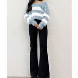 Vネックモヘア風ボーダーニットトップス トップス ニット | kirakiraShop  | 詳細画像41 
