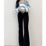 Vネックモヘア風ボーダーニットトップス トップス ニット | kirakiraShop  | 詳細画像42 