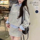 リボンスウェットミニスカートセットアップ トップス スウェットセットアップ | kirakiraShop | 詳細画像1