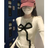 フリルリボンスリムフィットニットトップス トップス フィット | kirakiraShop  | 詳細画像9 
