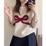 クリーム | フロントリボンデザインニット 4色 トップス | kirakiraShop