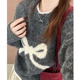 モクチャコール | フロントリボンデザインニット 4色 トップス | kirakiraShop