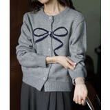 グレー | ラウンドネックリボンニットカーディガン トップス カーディガン | kirakiraShop 