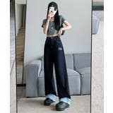 裾裏チェック柄デニムパンツ 4サイズ ボトムス | kirakiraShop  | 詳細画像7 