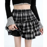 チェック柄ティアードミニスカート ミニスカート フレアスカート | kirakiraShop  | 詳細画像3 