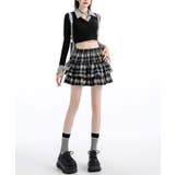 チェック柄ティアードミニスカート ミニスカート フレアスカート | kirakiraShop  | 詳細画像10 