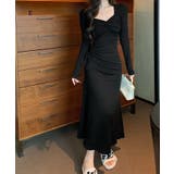 サイドドローストリングワンピース ロングワンピース マキシワンピ | kirakiraShop  | 詳細画像4 