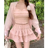 ピンク | レースフリルキャミ&ミニスカートセットアップ セットアップ トップス | kirakiraShop 