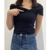 オフショルクロスデザインＴシャツ 2色 トップス | kirakiraShop  | 詳細画像22 