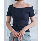 ネイビー | ワンショルダー半袖リブニットトップス トップス リブニット | kirakiraShop