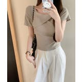 ワンショルダー半袖リブニットトップス トップス リブニット | kirakiraShop | 詳細画像23