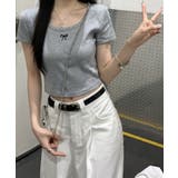 リボン刺繍ショート丈Tシャツ トップス フィット | kirakiraShop | 詳細画像23