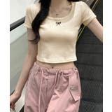 リボン刺繍ショート丈Tシャツ トップス フィット | kirakiraShop | 詳細画像6