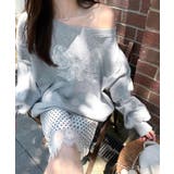 ワンショルダーリボンレーススウェットプルオーバー ロゴ スウェット | kirakiraShop | 詳細画像2