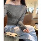 ワンショルダー長袖トップス トップス リブニット | kirakiraShop  | 詳細画像14 