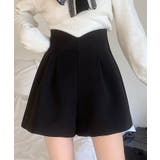 ブラック | ハイウエストタックショートフレアパンツ 全2色 ボトムス | kirakiraShop