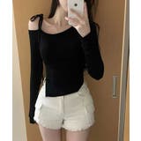 リボンストラップワンショルダートップス トップス カットソー | kirakiraShop  | 詳細画像2 