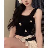 ショルダーフリルハートニットキャミソール トップス サマーニット | kirakiraShop  | 詳細画像4 