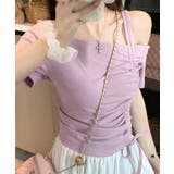 ワンショルダーサイドシャーリングトップス トップス ワンショルダー | kirakiraShop  | 詳細画像15 