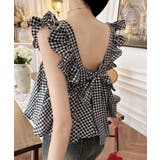 フリルショルダーバックリボントップス トップス 可愛い | kirakiraShop  | 詳細画像4 