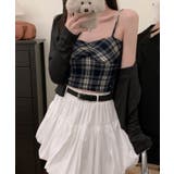 ブラック | チェック柄ビスチェ&カーディガンセット トップス アンサンブル | kirakiraShop 