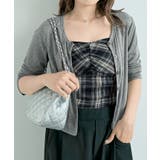 グレー | チェック柄ビスチェ&カーディガンセット トップス アンサンブル | kirakiraShop 