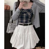 チェック柄ビスチェ&カーディガンセット トップス アンサンブル | kirakiraShop  | 詳細画像12 