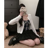 チェック柄ビスチェ&カーディガンセット トップス アンサンブル | kirakiraShop  | 詳細画像5 