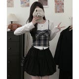 チェック柄ビスチェ&カーディガンセット トップス アンサンブル | kirakiraShop  | 詳細画像9 