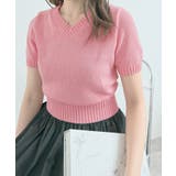 ピンク | Vネックラグラン半袖ニットソー カットソー ニット | kirakiraShop