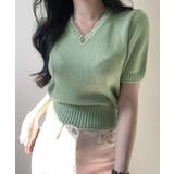 Vネックラグラン半袖ニットソー カットソー ニット | kirakiraShop | 詳細画像11