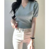 Vネックラグラン半袖ニットソー カットソー ニット | kirakiraShop | 詳細画像5