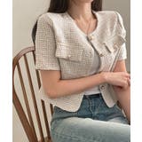 ノーカラーツイード半袖ジャケット アウター ジャケット | kirakiraShop  | 詳細画像21 